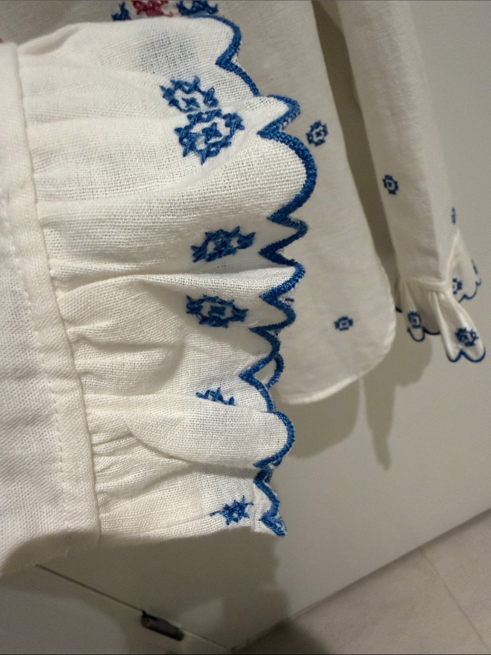 Sezane White Embroidered Floral Button-Up Blouse - new without tags - Picture 6 of 12